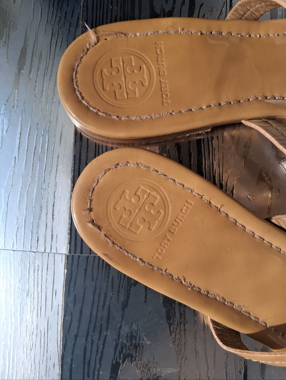 Tory Burch Miller Leather Thong Sandals in Tan - Picture 6 of 6